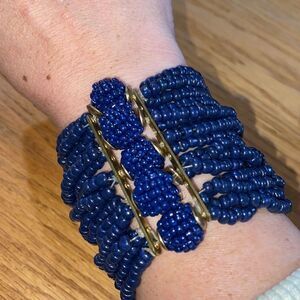 New With Tags (NWT) Multi-Strand Electric Blue Seed Bead Cuff Bracelet